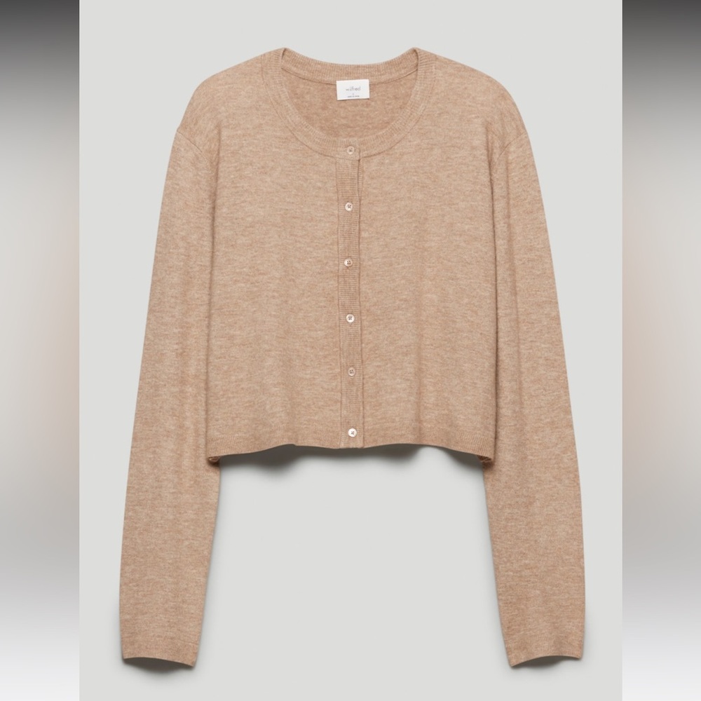 Aritzia Wilfred Sicily Cardigan in Heather Gold Camel